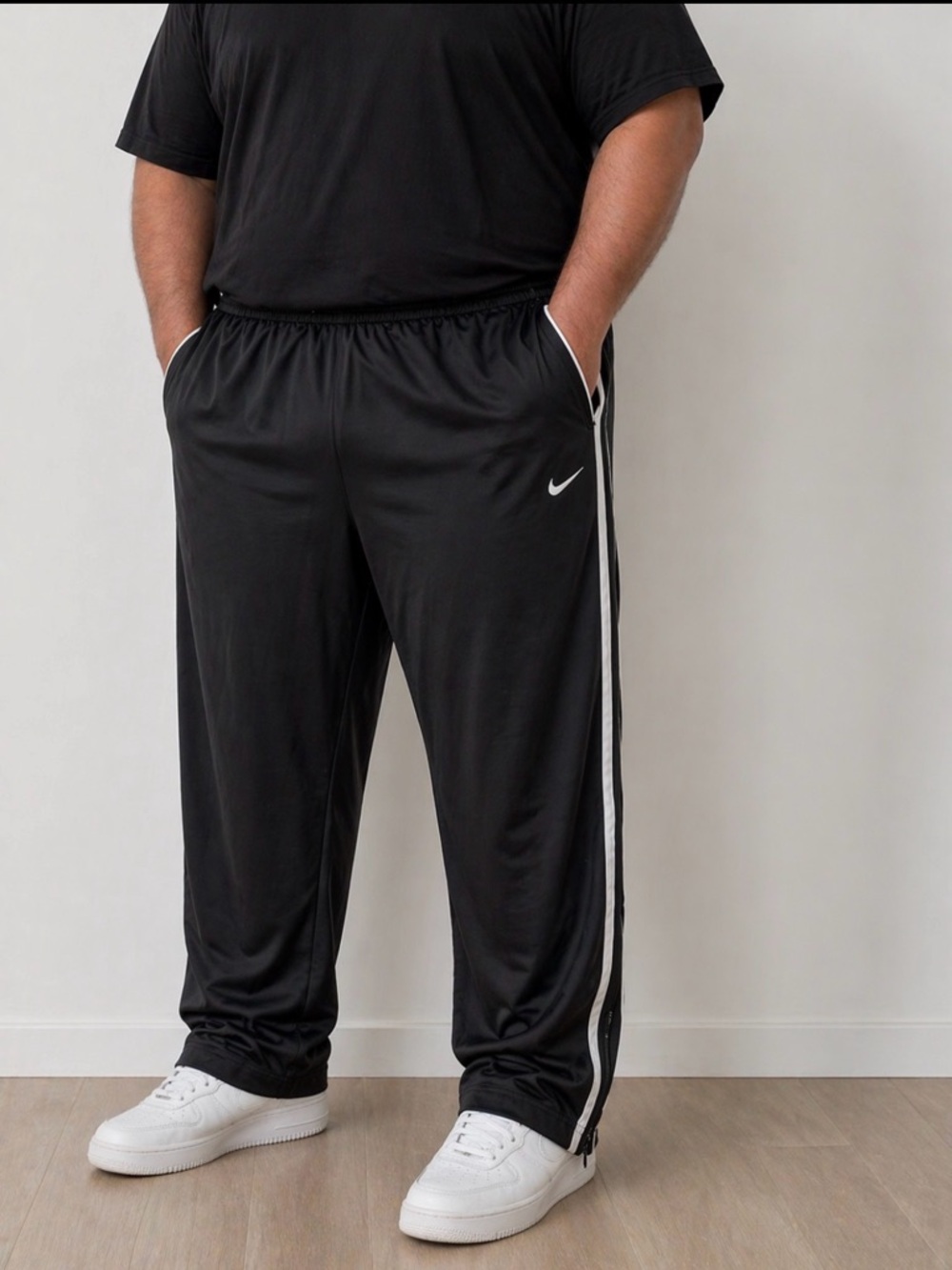 Nike Black Track Joggers with White Side Stripe